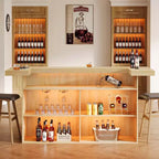 70.9-Inch Modern 4-Tier Bar Table Home Bar Cabinet with Glass Holder and Black Footrest