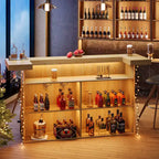 70.9-Inch Modern 4-Tier Bar Table Home Bar Cabinet with Glass Holder and Black Footrest