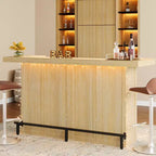 70.9-Inch Modern 4-Tier Bar Table Home Bar Cabinet with Glass Holder and Black Footrest
