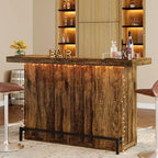 70.9-Inch Modern 4-Tier Bar Table Home Bar Cabinet with Glass Holder and Black Footrest