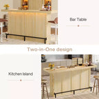 70.9-Inch Modern 4-Tier Bar Table Home Bar Cabinet with Glass Holder and Black Footrest