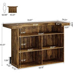 70.9-Inch Modern 4-Tier Bar Table Home Bar Cabinet with Glass Holder and Black Footrest