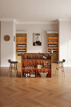 70.9-Inch Modern 4-Tier Bar Table Home Bar Cabinet with Glass Holder and Black Footrest