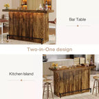 70.9-Inch Modern 4-Tier Bar Table Home Bar Cabinet with Glass Holder and Black Footrest