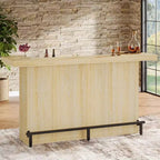 70.9-Inch Modern 4-Tier Bar Table Home Bar Cabinet with Glass Holder and Black Footrest