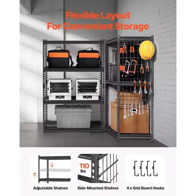 Storage Shelves, 2400 lbs, 4 Tier Heavy Duty Garage Shelving, 20 D x 40 W x 60 H Adjustable Metal Shelves for Industrial Shelving Unit