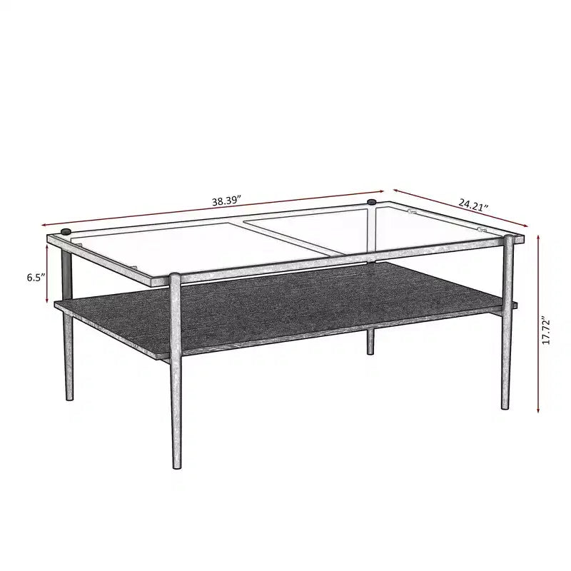 Rectangle Coffee Table with Gray Tempered Glass top and White Legs, Modern Table for Living Room