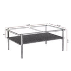 Rectangle Coffee Table with Gray Tempered Glass top and White Legs, Modern Table for Living Room