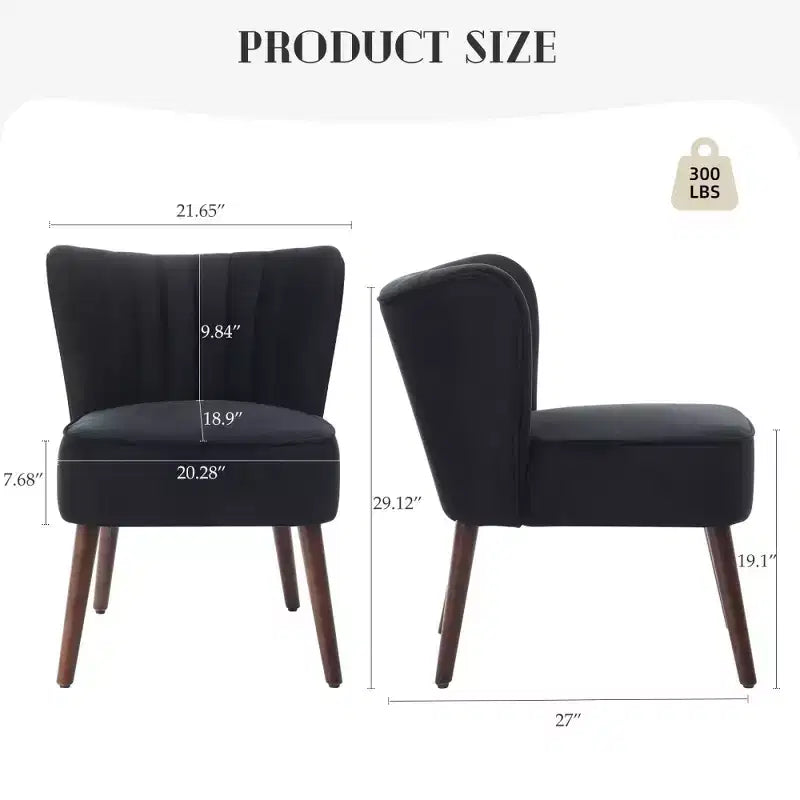 Modern Velvet Accent Chair for Living Room C Mid-Century Wingback Lounge Chair with Solid Wood Legs, 300lb Capacity C Plush Upholstered Armchair