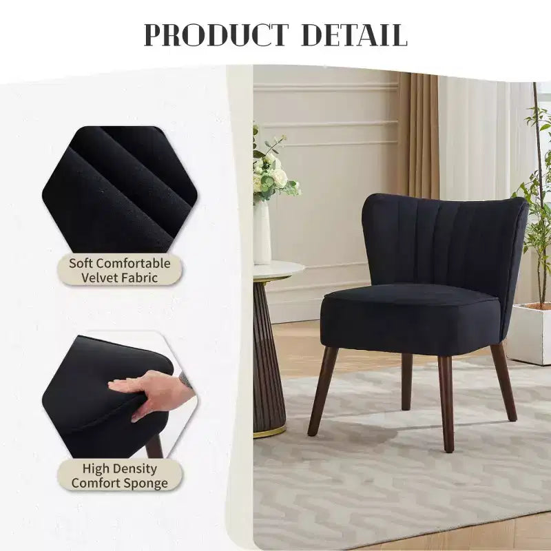Modern Velvet Accent Chair for Living Room C Mid-Century Wingback Lounge Chair with Solid Wood Legs, 300lb Capacity C Plush Upholstered Armchair