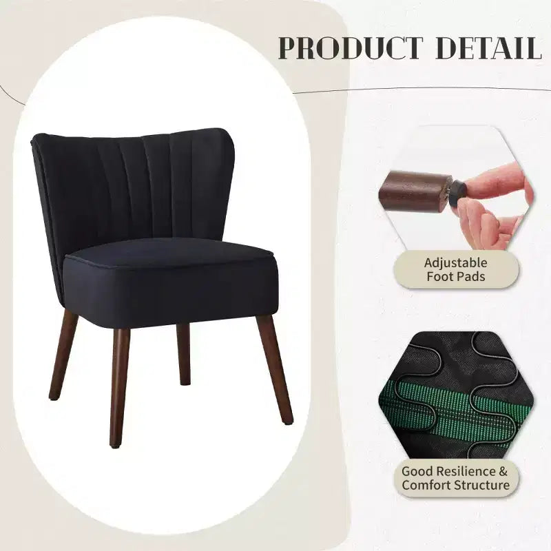 Modern Velvet Accent Chair for Living Room C Mid-Century Wingback Lounge Chair with Solid Wood Legs, 300lb Capacity C Plush Upholstered Armchair