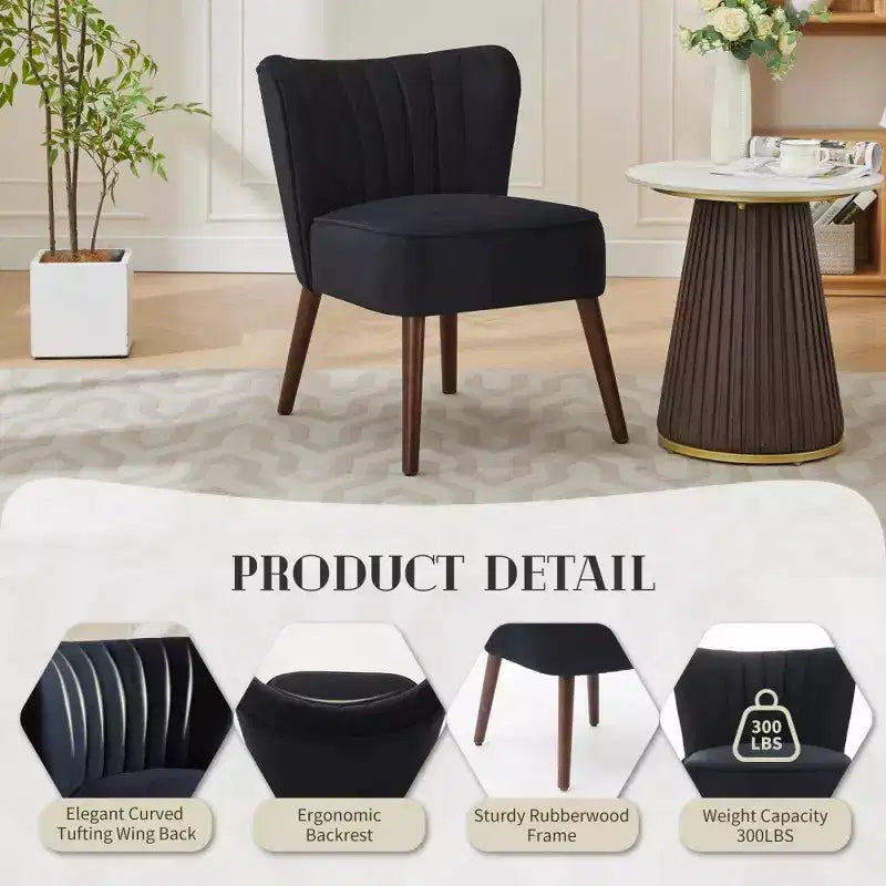 Modern Velvet Accent Chair for Living Room C Mid-Century Wingback Lounge Chair with Solid Wood Legs, 300lb Capacity C Plush Upholstered Armchair