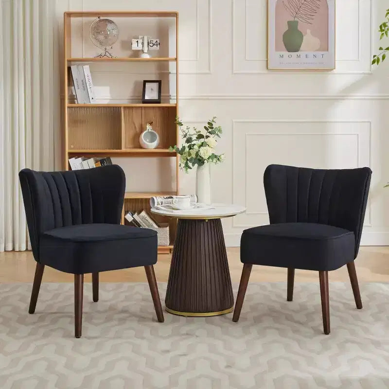 Modern Velvet Accent Chair for Living Room C Mid-Century Wingback Lounge Chair with Solid Wood Legs, 300lb Capacity C Plush Upholstered Armchair