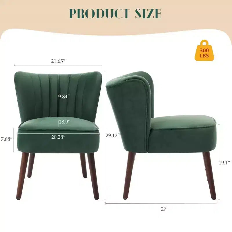 Modern Velvet Accent Chair for Living Room C Mid-Century Wingback Lounge Chair with Solid Wood Legs, 300lb Capacity C Plush Upholstered Armchair
