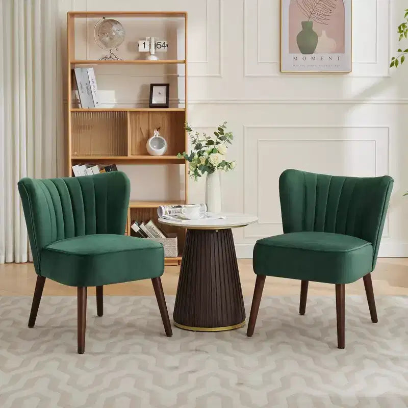 Modern Velvet Accent Chair for Living Room C Mid-Century Wingback Lounge Chair with Solid Wood Legs, 300lb Capacity C Plush Upholstered Armchair