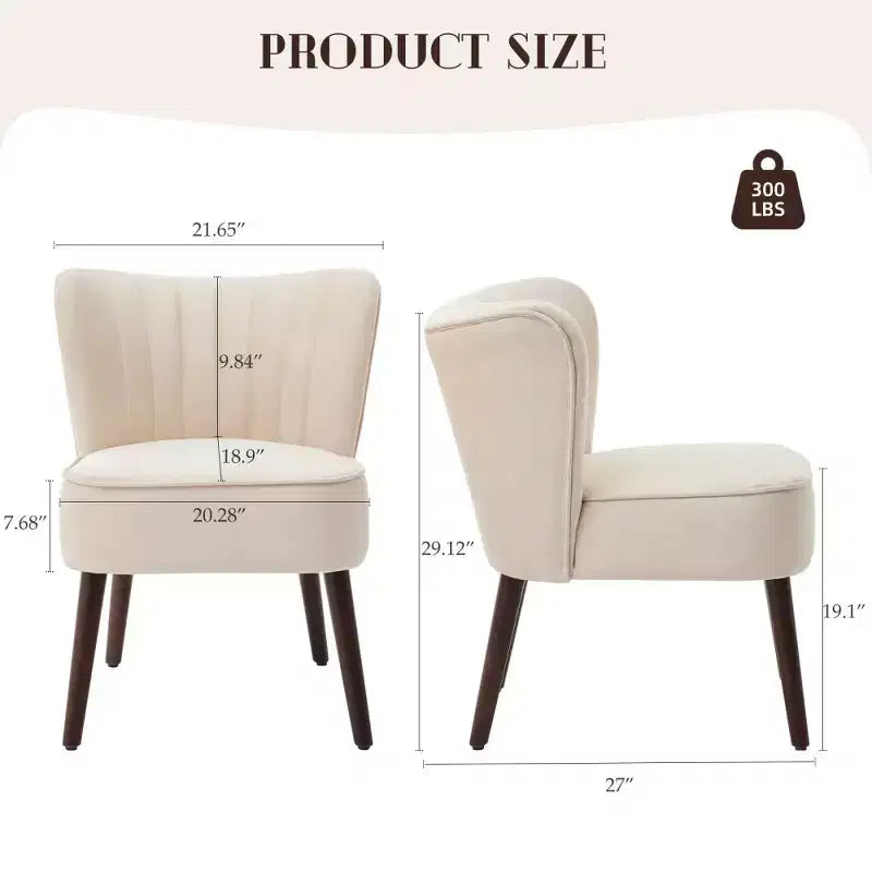 Modern Velvet Accent Chair for Living Room C Mid-Century Wingback Lounge Chair with Solid Wood Legs, 300lb Capacity C Plush Upholstered Armchair