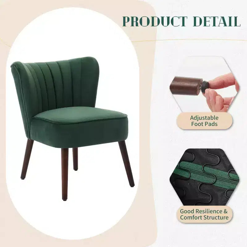 Modern Velvet Accent Chair for Living Room C Mid-Century Wingback Lounge Chair with Solid Wood Legs, 300lb Capacity C Plush Upholstered Armchair