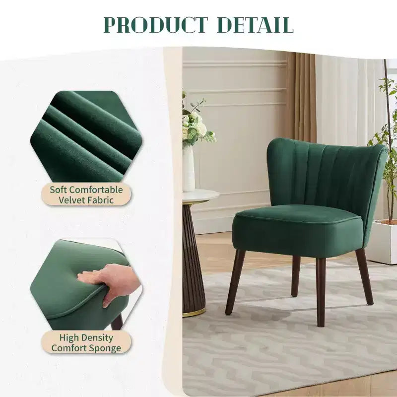 Modern Velvet Accent Chair for Living Room C Mid-Century Wingback Lounge Chair with Solid Wood Legs, 300lb Capacity C Plush Upholstered Armchair