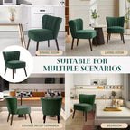 Modern Velvet Accent Chair for Living Room C Mid-Century Wingback Lounge Chair with Solid Wood Legs, 300lb Capacity C Plush Upholstered Armchair