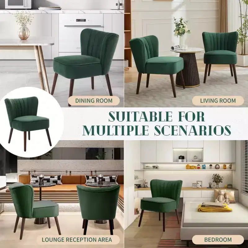 Modern Velvet Accent Chair for Living Room C Mid-Century Wingback Lounge Chair with Solid Wood Legs, 300lb Capacity C Plush Upholstered Armchair