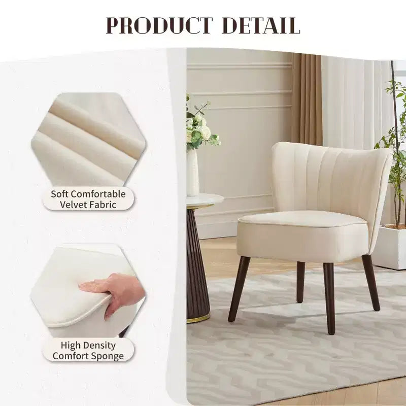 Modern Velvet Accent Chair for Living Room C Mid-Century Wingback Lounge Chair with Solid Wood Legs, 300lb Capacity C Plush Upholstered Armchair