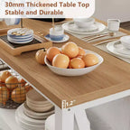 Wooden Kitchen Island, Bakers Rack with Storage, Large Kitchen Island Table with 3 Tier Microwave Stand Oven Shelf, 6 Hooks