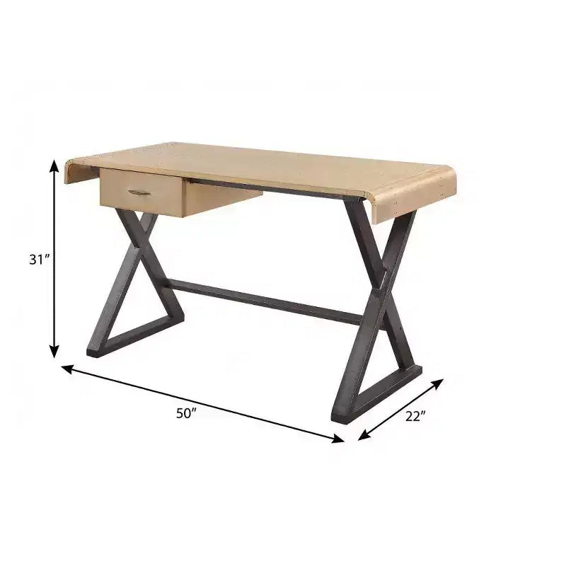 50 Gold and Black Aluminum Writing Desk