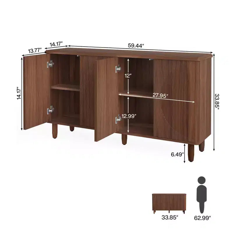 Spacious Countertop Buffet Cabinet 4-Tier Storage for Dishware Utensils