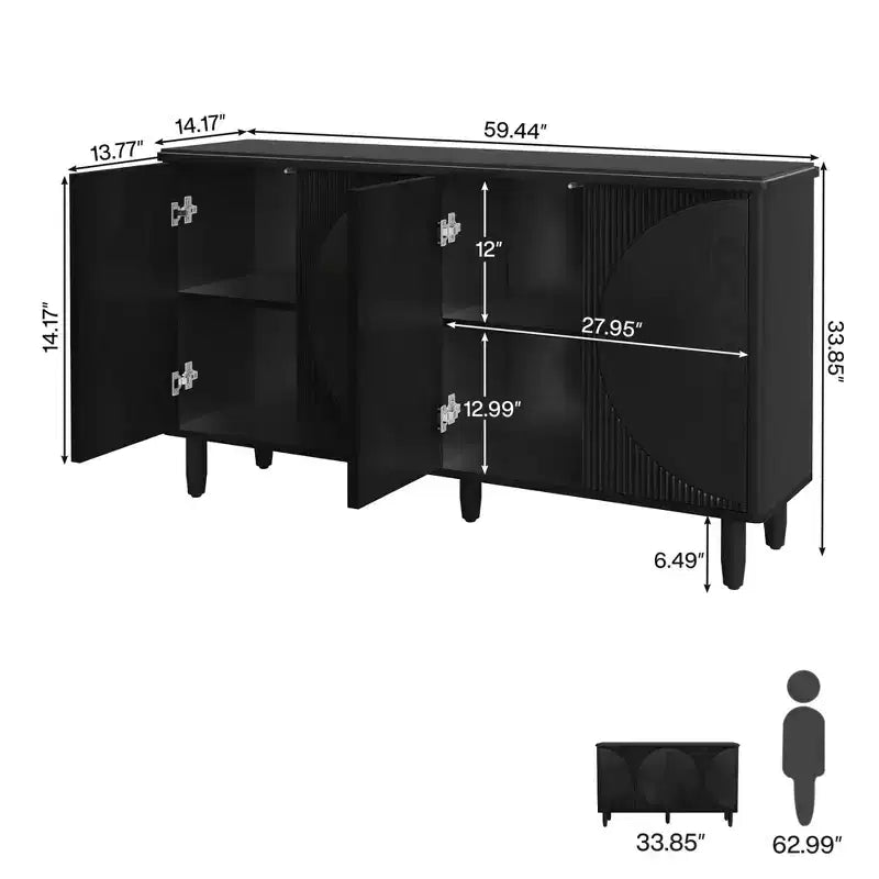 Spacious Countertop Buffet Cabinet 4-Tier Storage for Dishware Utensils