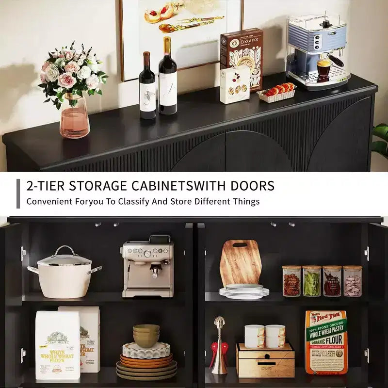 Spacious Countertop Buffet Cabinet 4-Tier Storage for Dishware Utensils