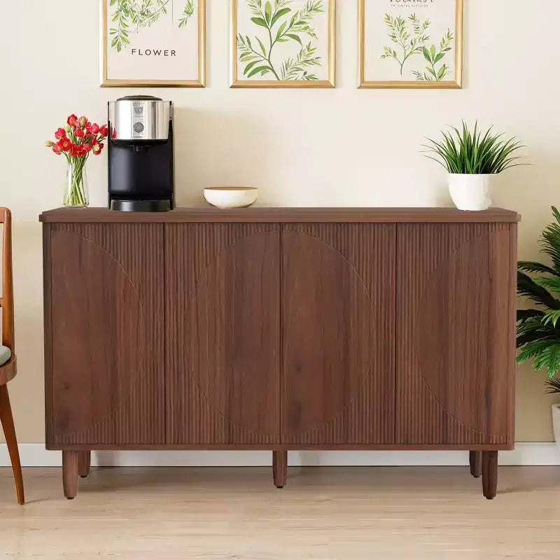 Spacious Countertop Buffet Cabinet 4-Tier Storage for Dishware Utensils