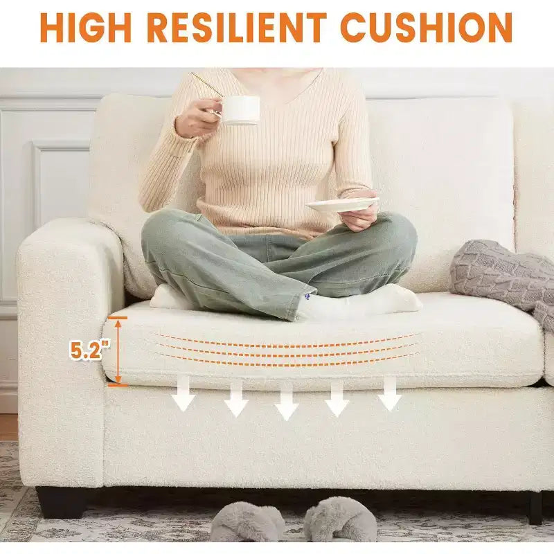 83 Inch Modern 3 Seater Sofa - Deep Seats Couch, Comfortable Cloud Couch, Perfect for Living Room, Bedroom, Office