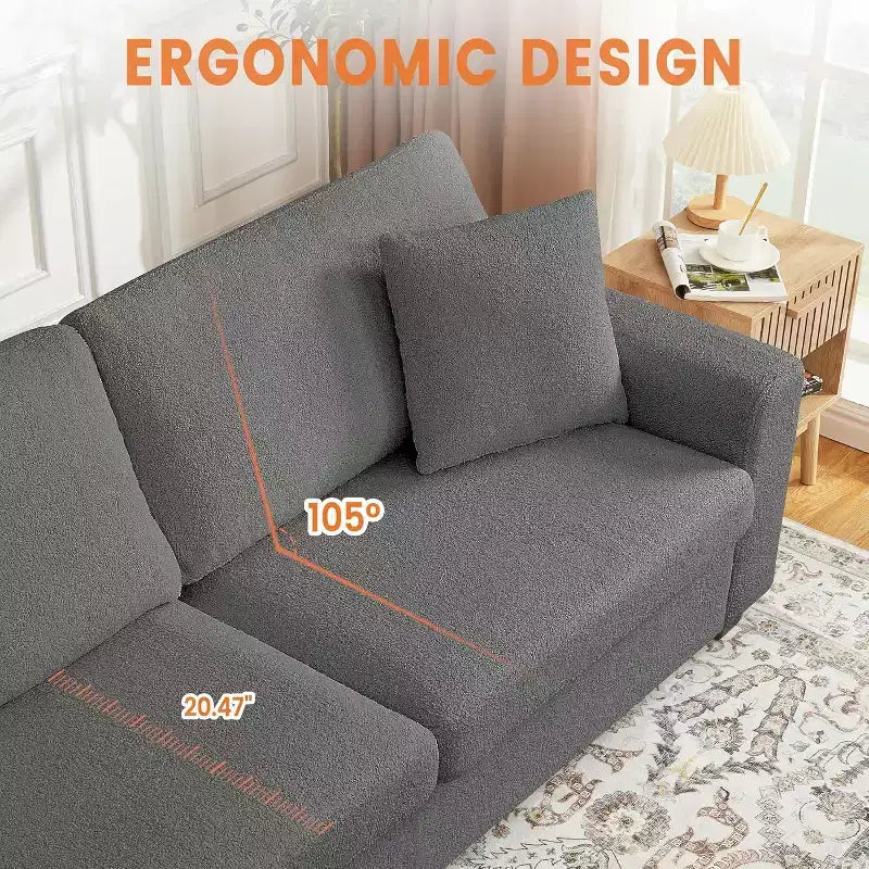 83 Inch Modern 3 Seater Sofa - Deep Seats Couch, Comfortable Cloud Couch, Perfect for Living Room, Bedroom, Office