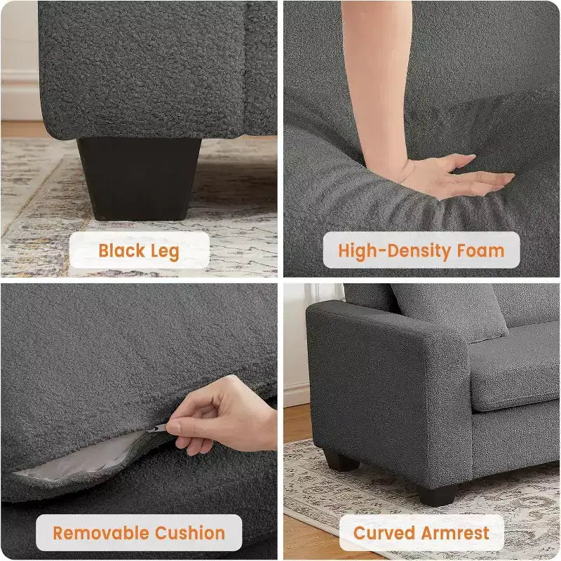 83 Inch Modern 3 Seater Sofa - Deep Seats Couch, Comfortable Cloud Couch, Perfect for Living Room, Bedroom, Office