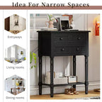 Juliana Solid Wood Console Table with Storage Drawers and Bottom Shelf