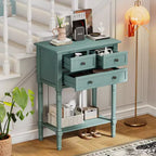 Juliana Solid Wood Console Table with Storage Drawers and Bottom Shelf