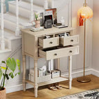 Juliana Solid Wood Console Table with Storage Drawers and Bottom Shelf