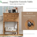 Juliana Solid Wood Console Table with Storage Drawers and Bottom Shelf