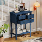 Juliana Solid Wood Console Table with Storage Drawers and Bottom Shelf