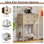 Juliana Solid Wood Console Table with Storage Drawers and Bottom Shelf