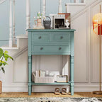 Juliana Solid Wood Console Table with Storage Drawers and Bottom Shelf