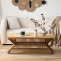 Table basse rectangulaire en bambou de style moderne du milieu du siècle