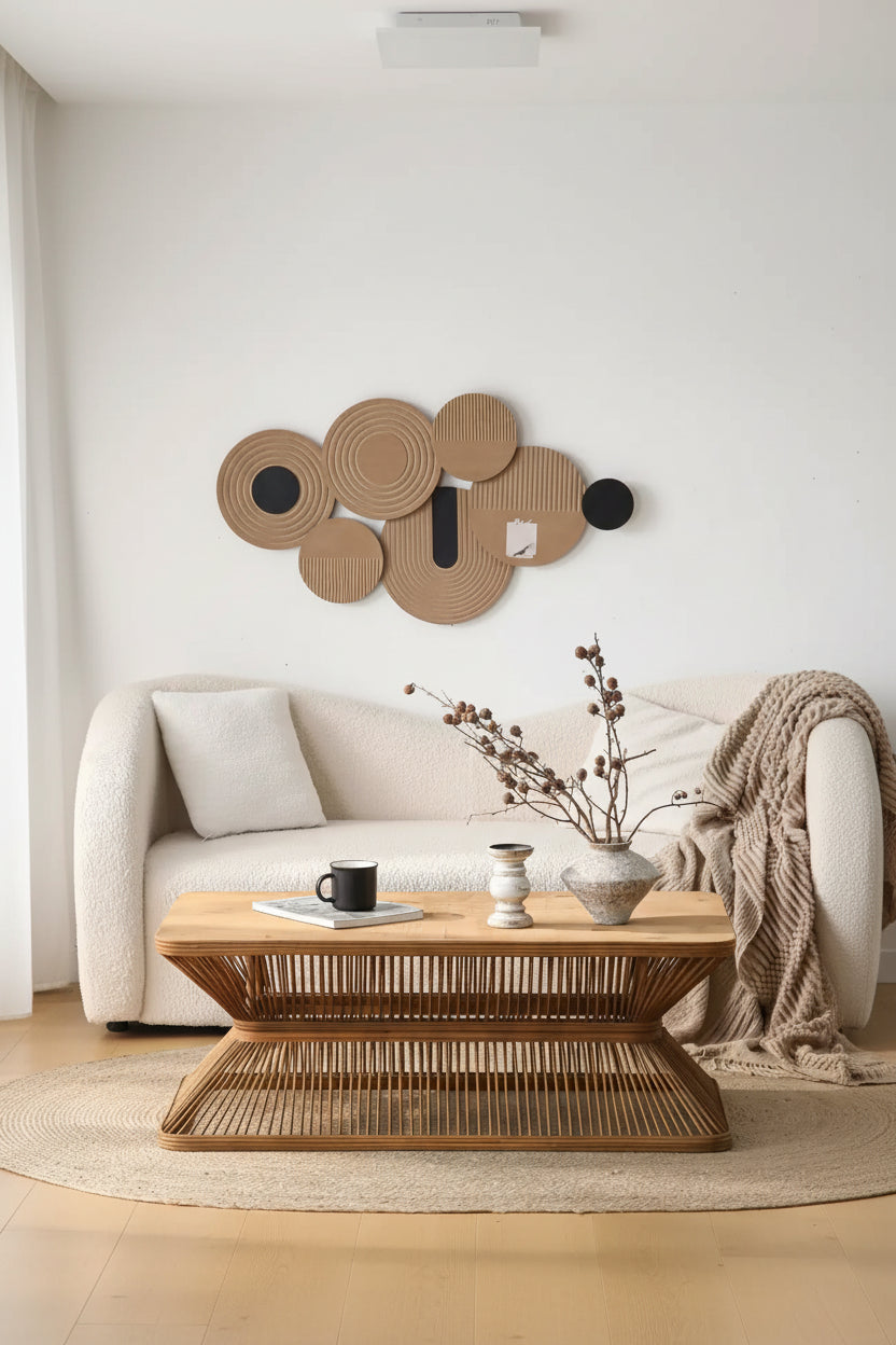 Table basse rectangulaire en bambou de style moderne du milieu du siècle