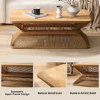 Mid-Century Modern Bamboo Rectangular Coffee Table