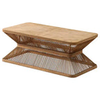 Mid-Century Modern Bamboo Rectangular Coffee Table