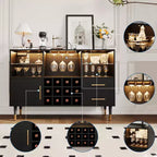 47in Wine Bar Cabinet, Modern Kitchen Sideboard Buffet Cabinet Wood Liquor Coffee Bar and Wine Racks for Living Room