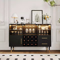 Meuble Bar à Vin 120 cm, Buffet de Cuisine Moderne en Bois avec Rangement pour Alcool, Café et Porte-Bouteilles, pour Salon