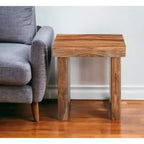 22 Black And Brown Solid Wood Square End Table