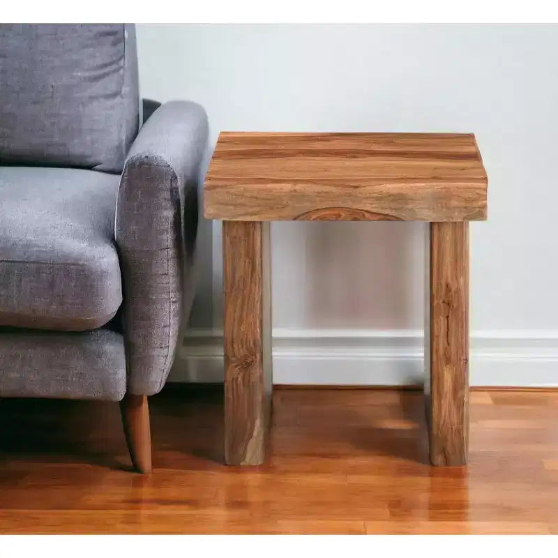 22 Black And Brown Solid Wood Square End Table