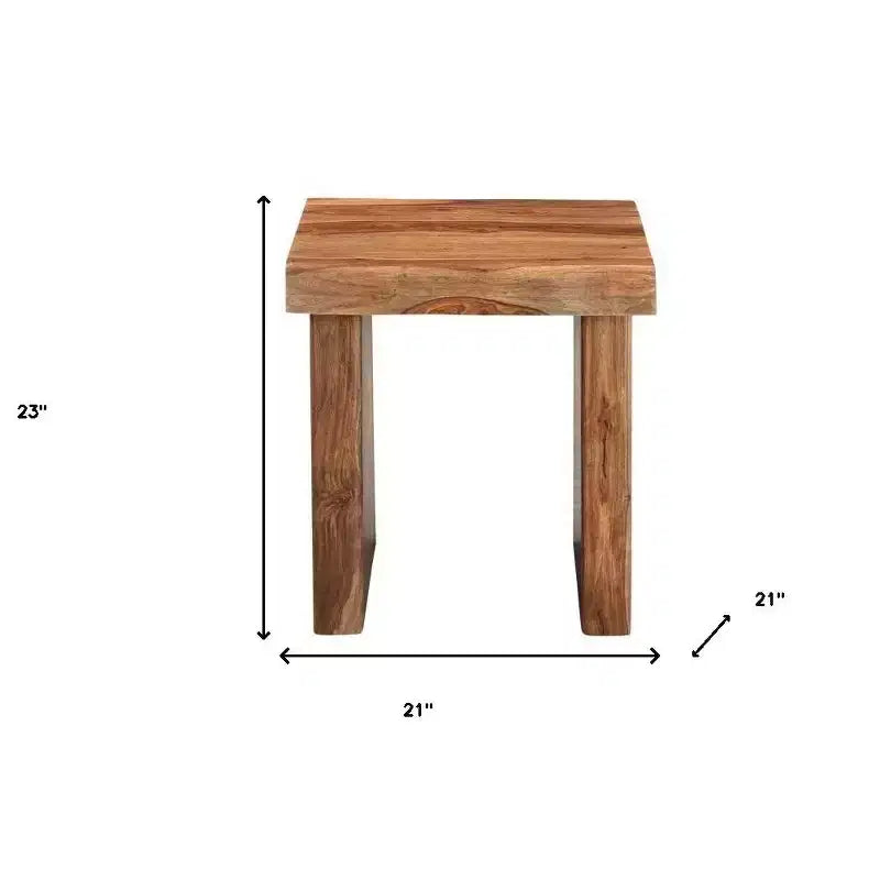 22 Black And Brown Solid Wood Square End Table